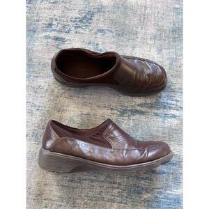 Easy Spirit Brown Leather Slip On Walking Loafer Size 7W